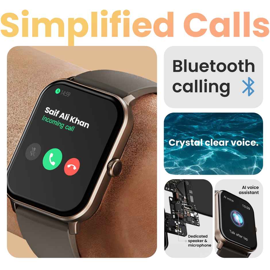 GOBOULT Drift+ BT Calling, 1.85" Hd, 500Nits Brightness, Smartwatch |Black Coffee