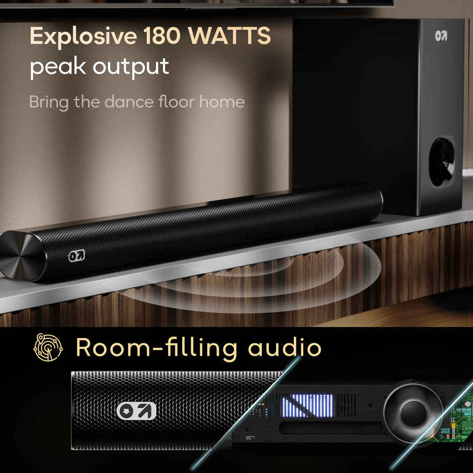 GOBOULT Bassbox X180 | Dsp 2.1 Channel | 3 Eq Modes | 180W Soundbar | Black