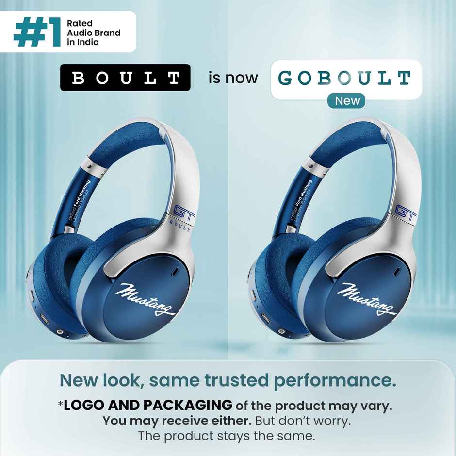 GOBOULT (Formerly Boult) Mustang Q | 70H Battery | Enc Mic | 4 EQ Modes | BT v5.4 and Wired | Blue