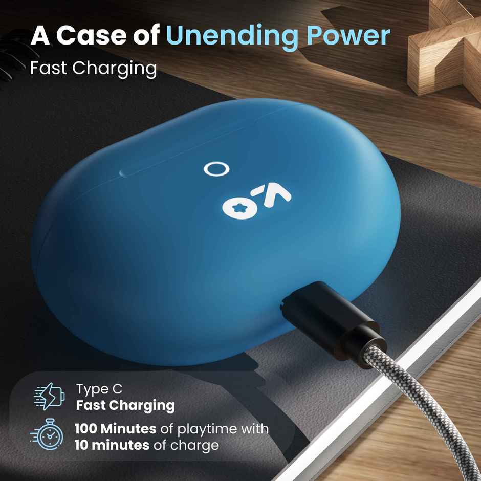 GOBOULT W40 TWS Earbuds with 4 Mic ENC, 48Hrs Battery, Low Latency Gaming, 5.3v Bluetooth - Denim Blue