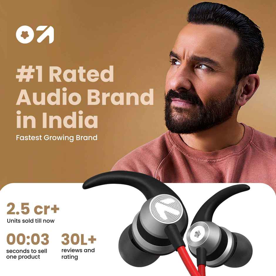 GOBOULT (Formerly Boult) BassBuds X1 In-Ear Wired Earphones with 10mm Extra Bass Driver | Red