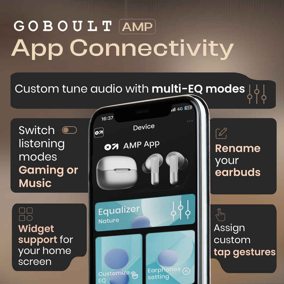 GOBOULT Klarity 3 | Anc 50Db Hybrid Anc | 6 Mics App Support | 50Hrs| Smoky Metal