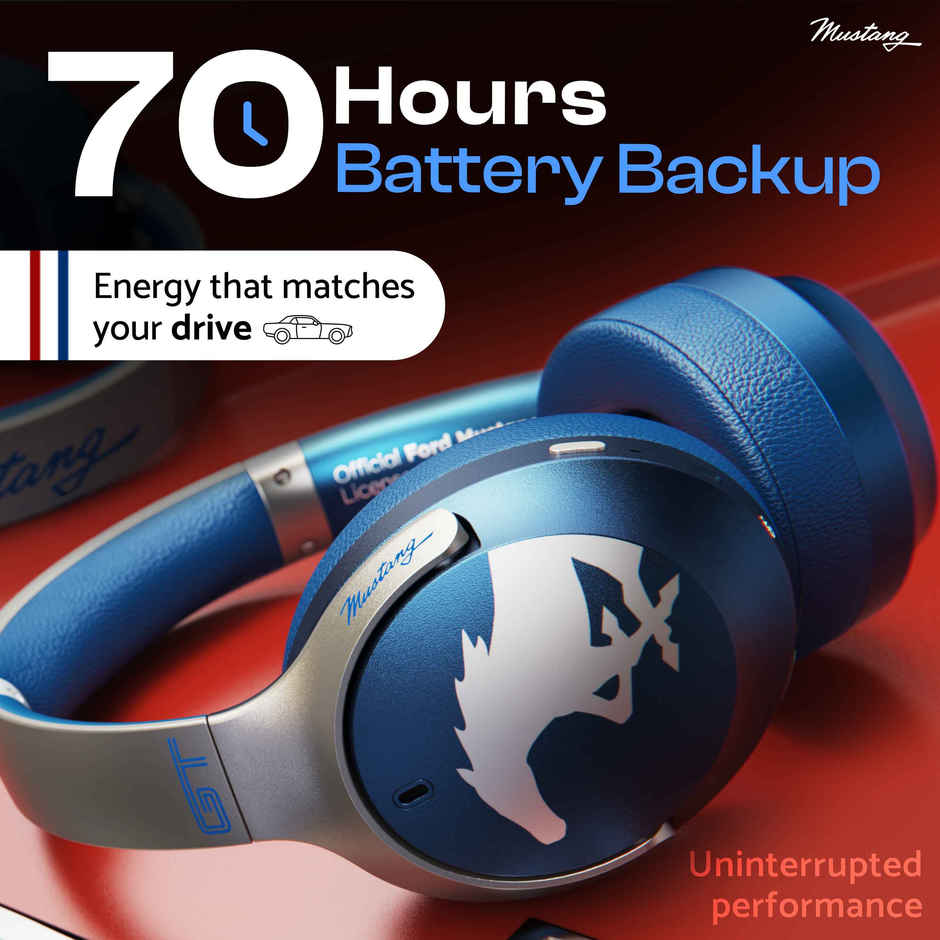 GOBOULT Mustang Q | 70Hrs Battery | Enc Mic | 4 Eq Modes | 5.4V BT and Wired|Blue