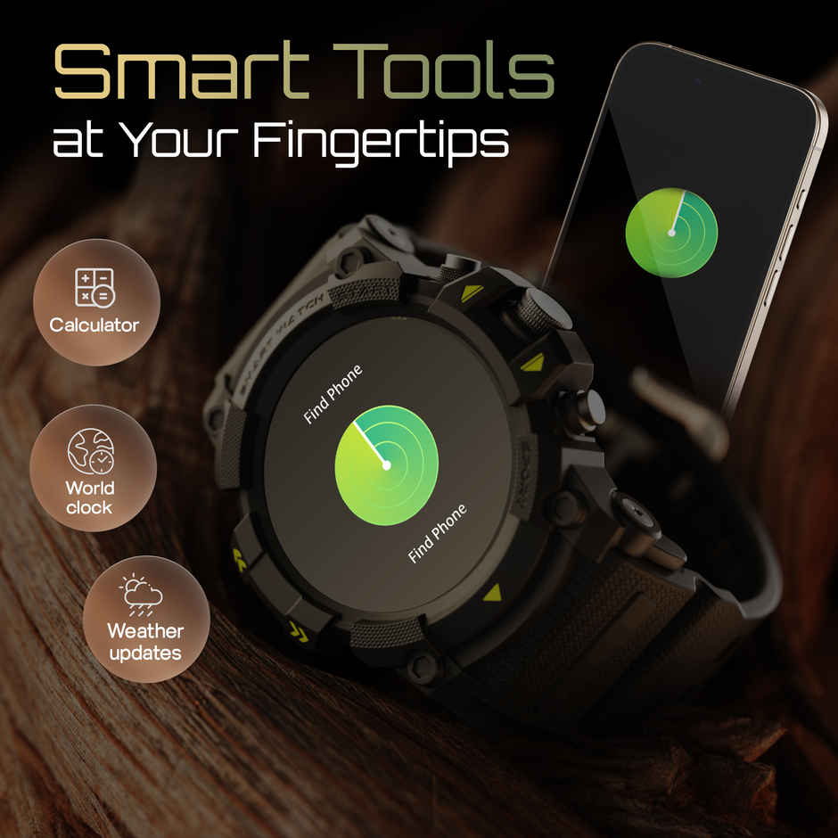 GOBOULT Thrux 1.39 Inch HD | GPS Tracker | BT Calling |Smartwatch | Black