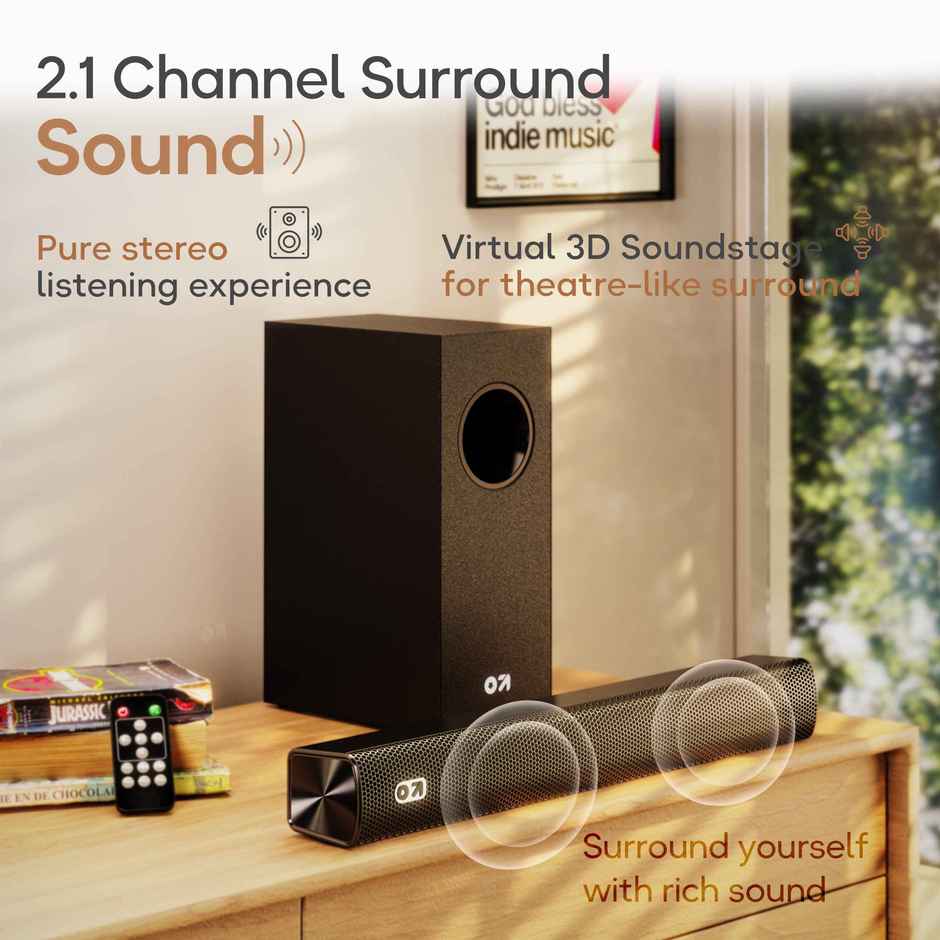 GOBOULT (Formerly Boult) Bassbox X60 with Subwoofer | 2.1 Channel | 3 EQ Modes | Jet Black