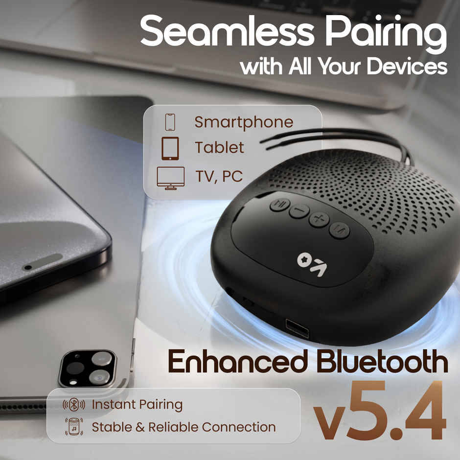 GOBOULT Bassbox Q5 Upto 18H Battery | 5W | 5W Bluetooth Home Speaker| Black