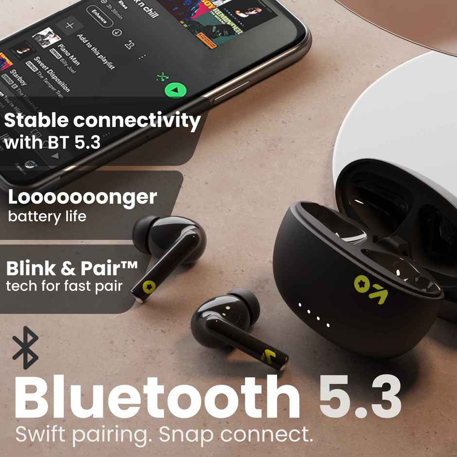 GOBOULT W20 in Ear TWS Earbuds with 40H Playtime, Zen ENC Mic, 45ms Low Latency, 13mm Bass Drivers, Type-C Fast Charging, Touch Controls, IPX5 Ear Buds - Space Black