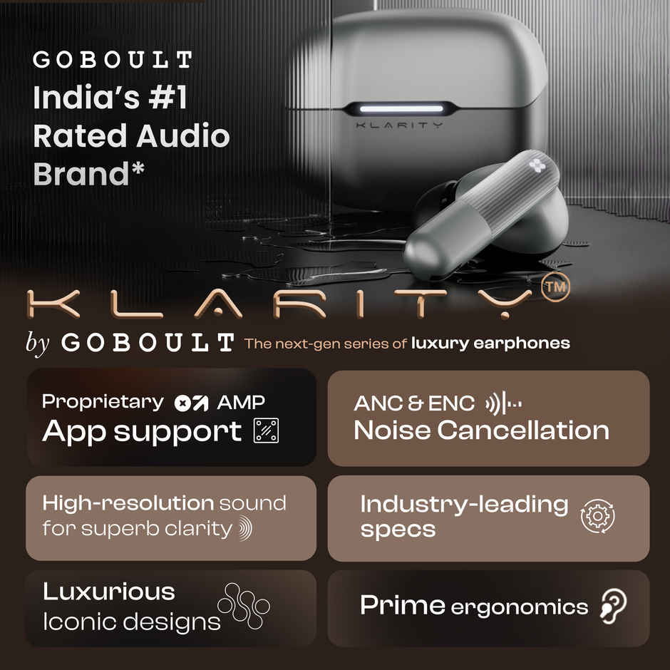 GOBOULT Klarity 3 | Anc 50Db Hybrid Anc | 6 Mics App Support | 50Hrs| Smoky Metal