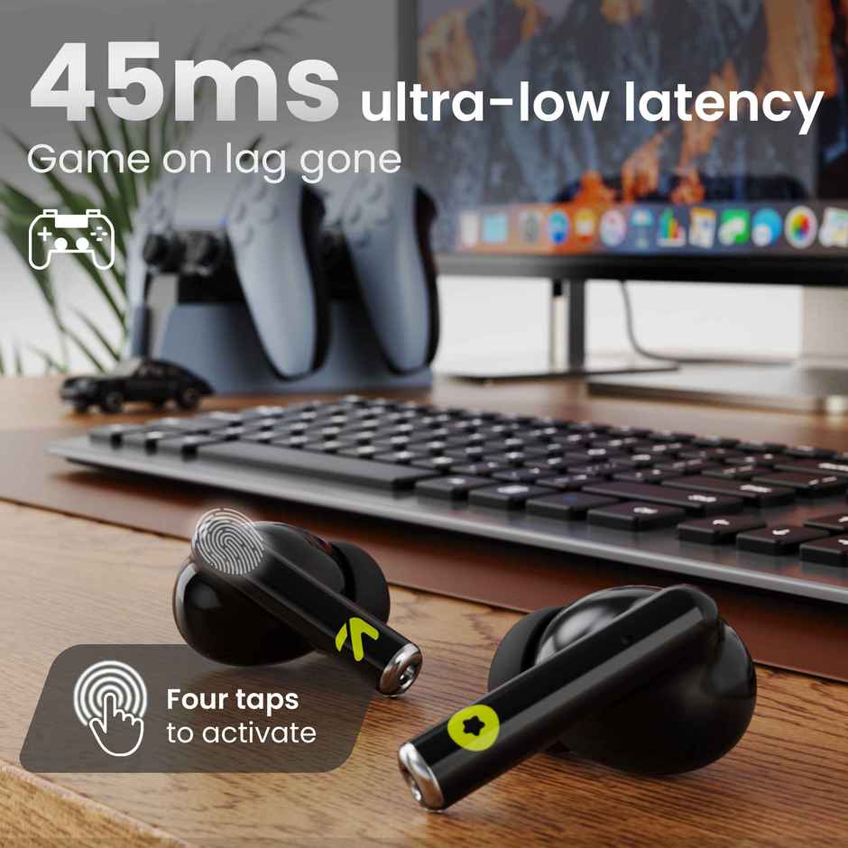 GOBOULT W20 in Ear TWS Earbuds with 40H Playtime, Zen ENC Mic, 45ms Low Latency, 13mm Bass Drivers, Type-C Fast Charging, Touch Controls, IPX5 Ear Buds - Space Black
