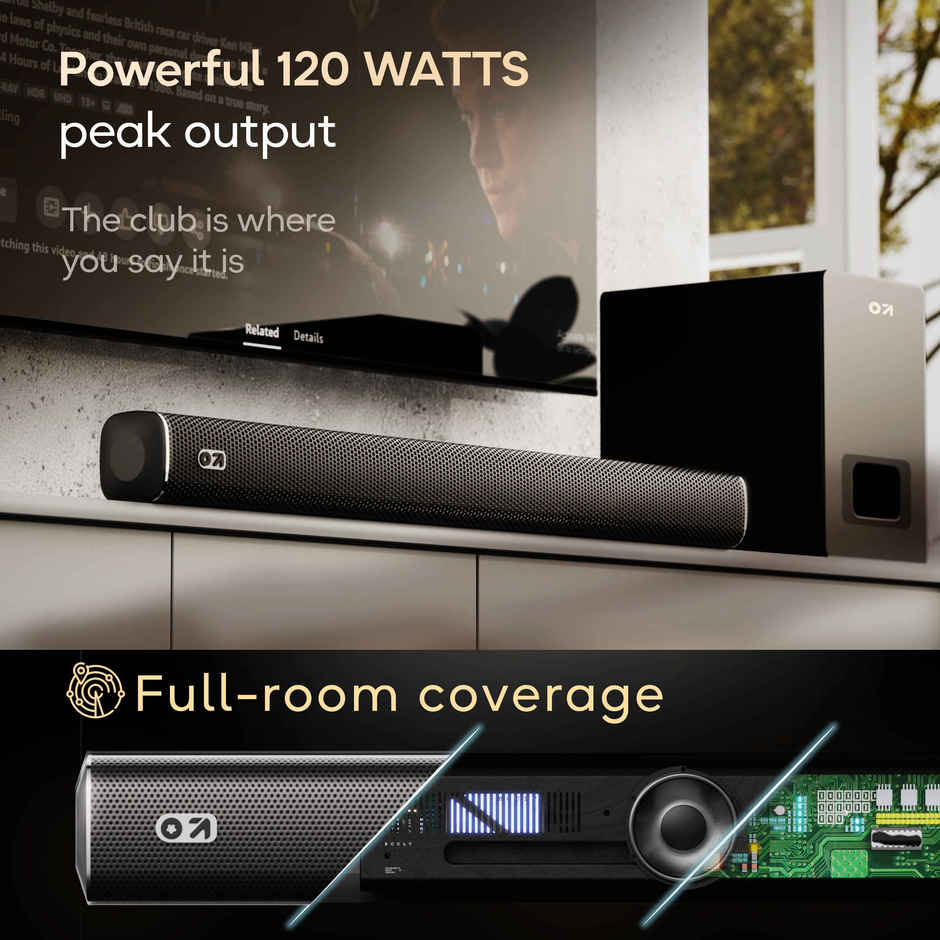 GOBOULT Bassbox X120 with Subwoofer | 2.1 Channel|120W Bluetooth Soundbar | Black