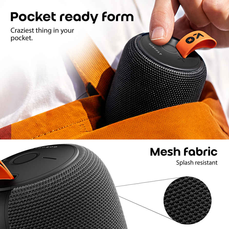 GOBOULT Rave Q5 Bluetooth Speaker | 5 W, 8 H Battery | Portable Bass | Black