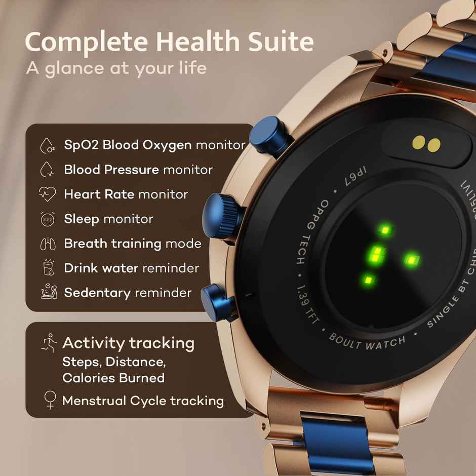 GOBOULT Mirage 1.39" Screen, Bt Calling, Working Crown, Smartwatch|Amber Blue