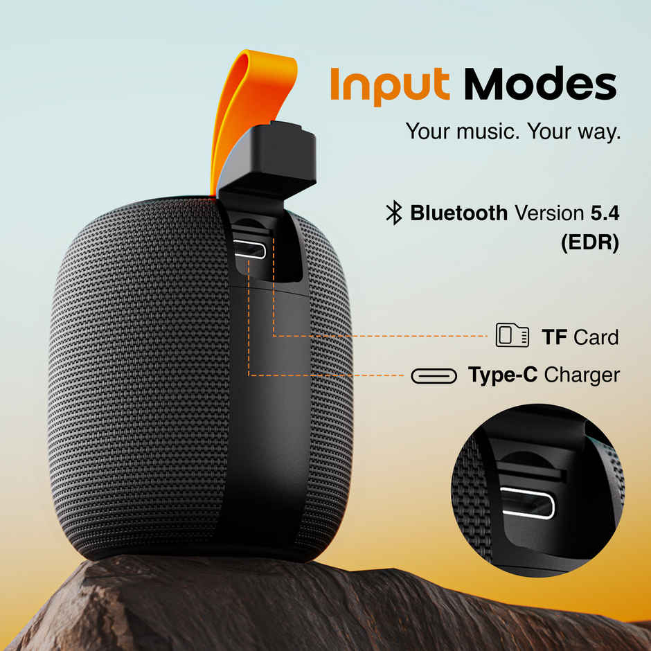 GOBOULT Rave Q5 Bluetooth Speaker | 5 W, 8 H Battery | Portable Bass | Black