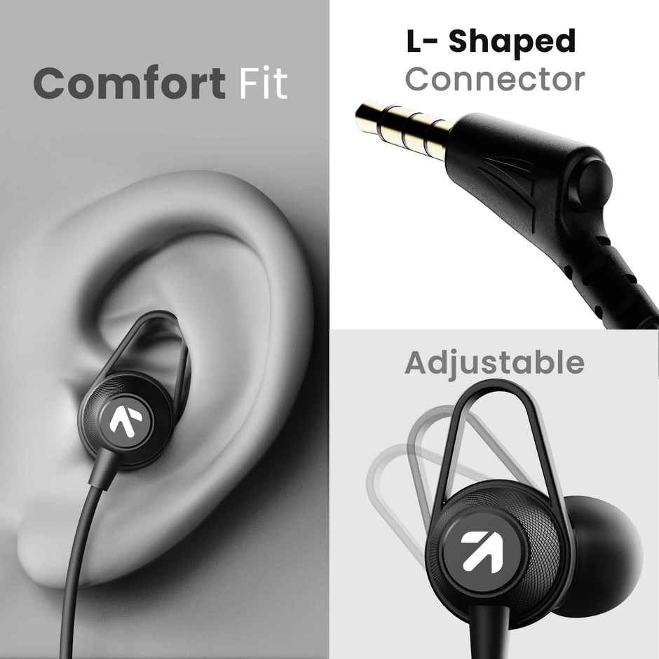 GOBOULT Bassbuds Loop 2 Wired in Ear Earphones, 10mm Powerful Driver |Black