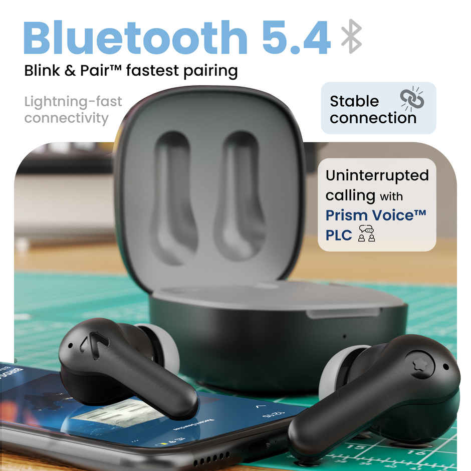 GOBOULT K10 in Ear TWS Earbuds with 50H Playtime, 4 Mic Clear Calling, 45ms Low Latency, 10mm Drivers, Touch Control, Type-C Fast Charging,TWS Ear Buds Wireless - Pure Black