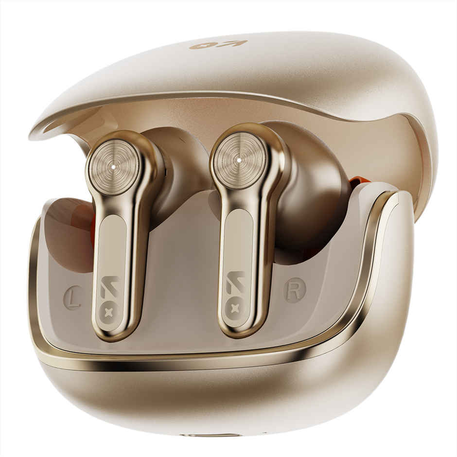 GOBOULT Raven Raven TWS Earbuds with 70H Playtime,Quad Mic ENC,50ms Ultra Low Latency | Champagne