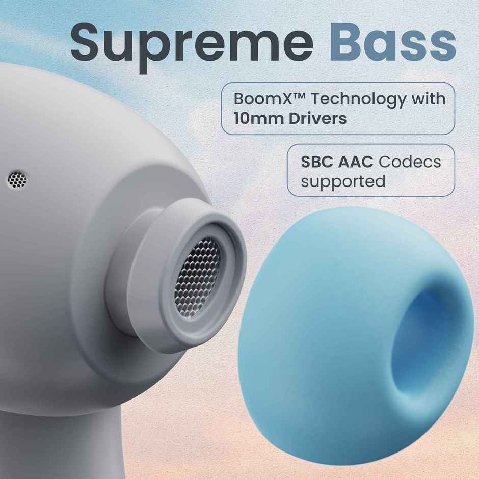 GOBOULT (Formerly Boult) K60 Zen Quad Mic ENC | 60H Battery | Fast Charging | Powder Blue