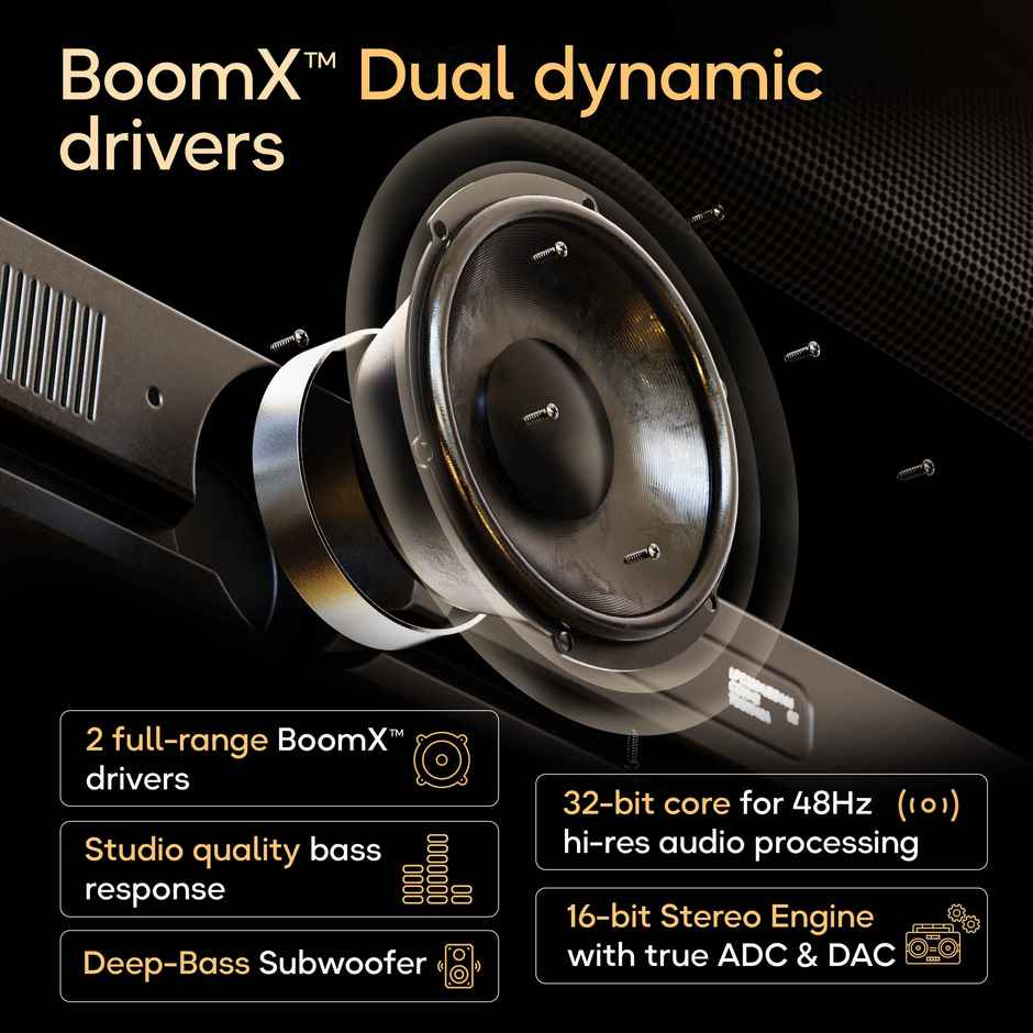 GOBOULT (Formerly Boult) Bassbox X60 with Subwoofer | 2.1 Channel | 3 EQ Modes | Jet Black