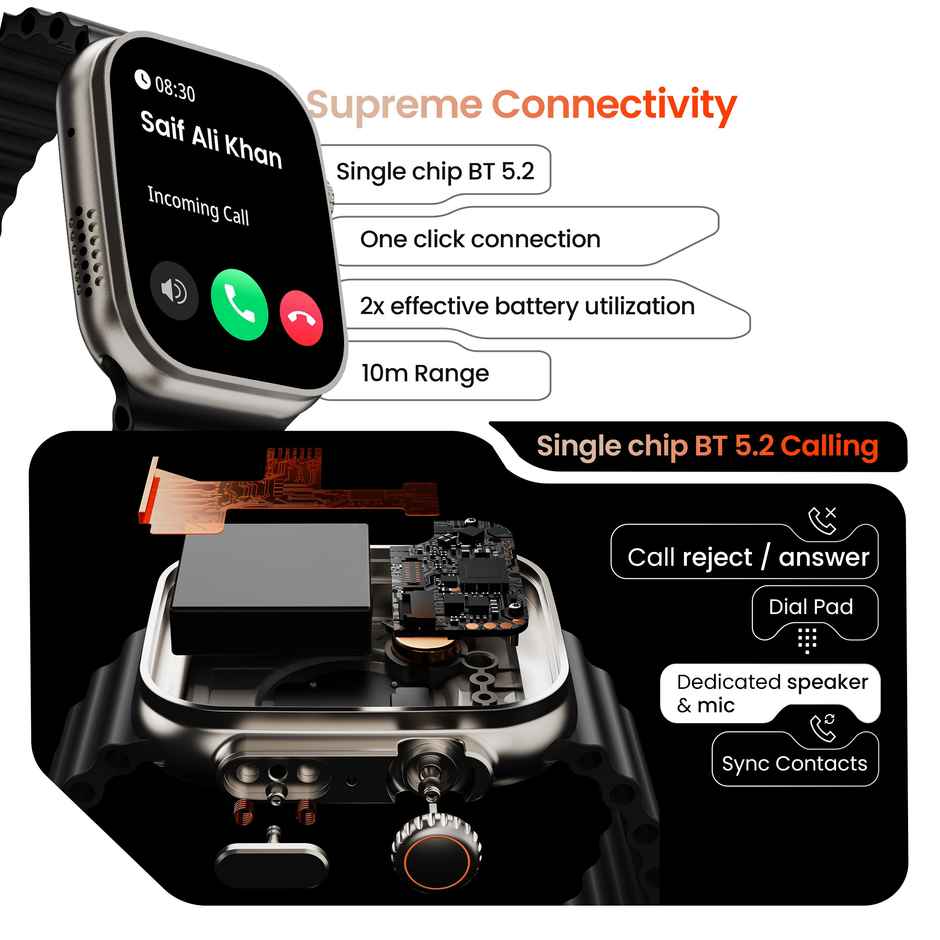GOBOULT Crown 1.95'' Screen, BT Calling, Working Crown, Zinc Alloy Frame, 900 Nits