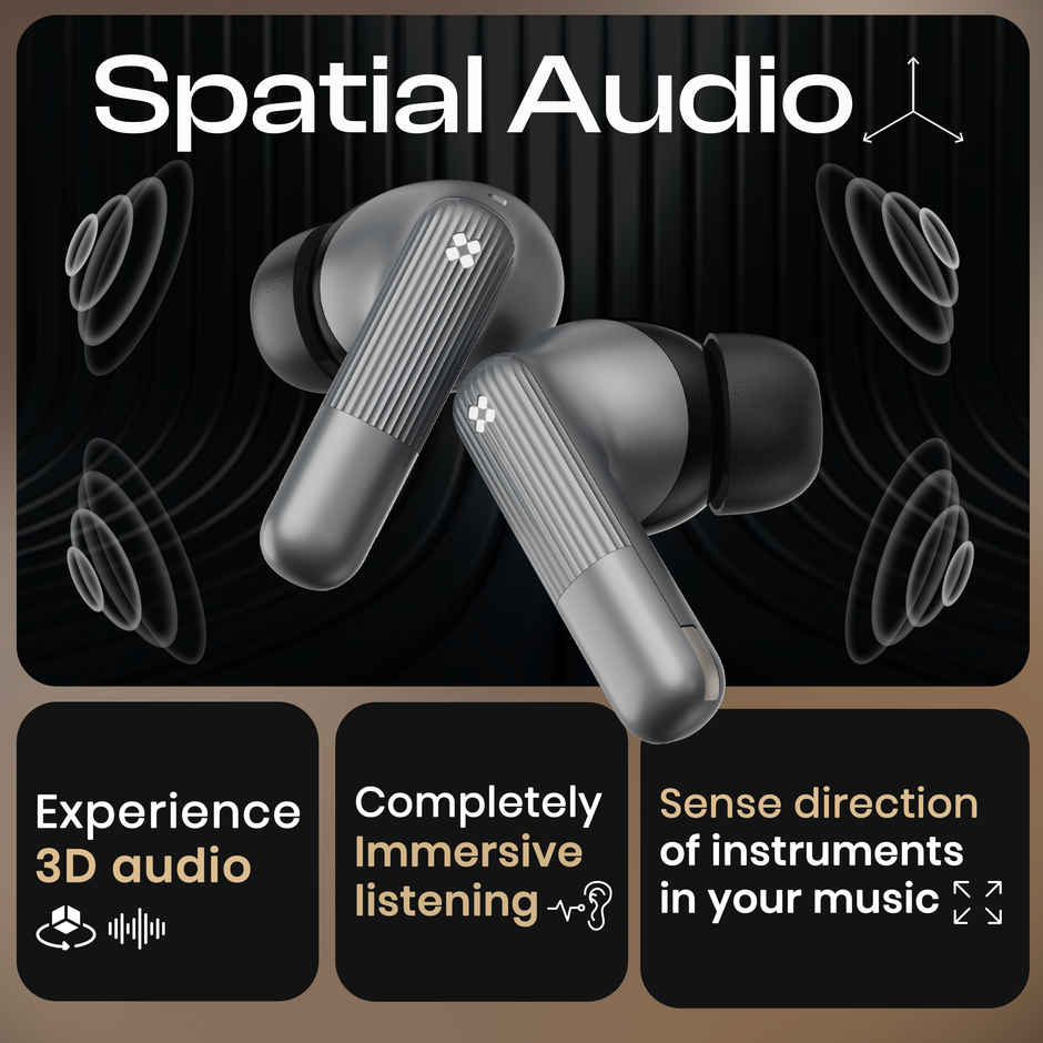 GOBOULT Klarity 3 | Anc 50Db Hybrid Anc | 6 Mics App Support | 50Hrs| Smoky Metal