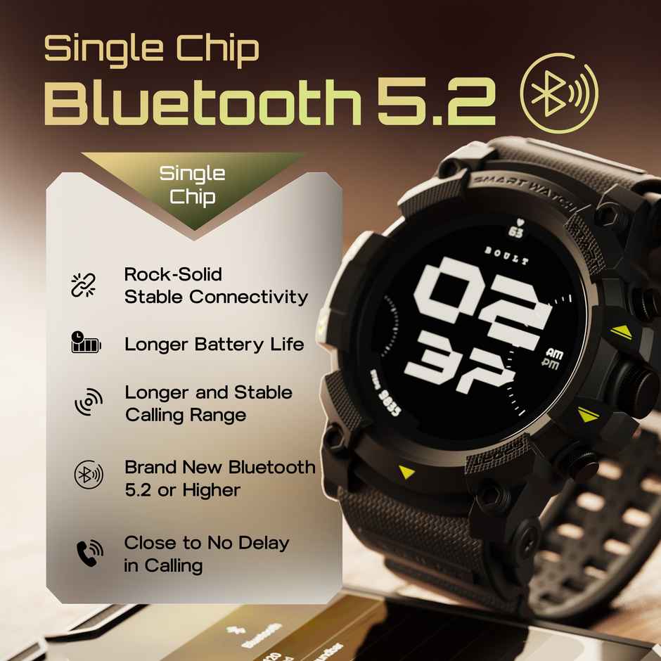 GOBOULT Thrux 1.39 Inch HD | GPS Tracker | BT Calling |Smartwatch | Black