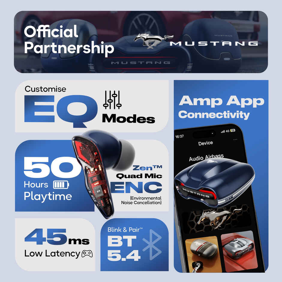 GOBOULT X Mustang Torq Newly Launched TWS In Ear Earbuds With 50H Playtime