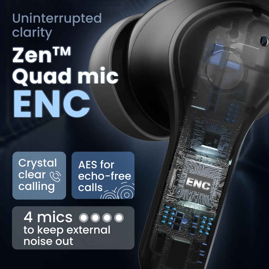 GOBOULT K10 in Ear TWS Earbuds with 50H Playtime, 4 Mic Clear Calling, 45ms Low Latency, 10mm Drivers, Touch Control, Type-C Fast Charging,TWS Ear Buds Wireless - Pure Black