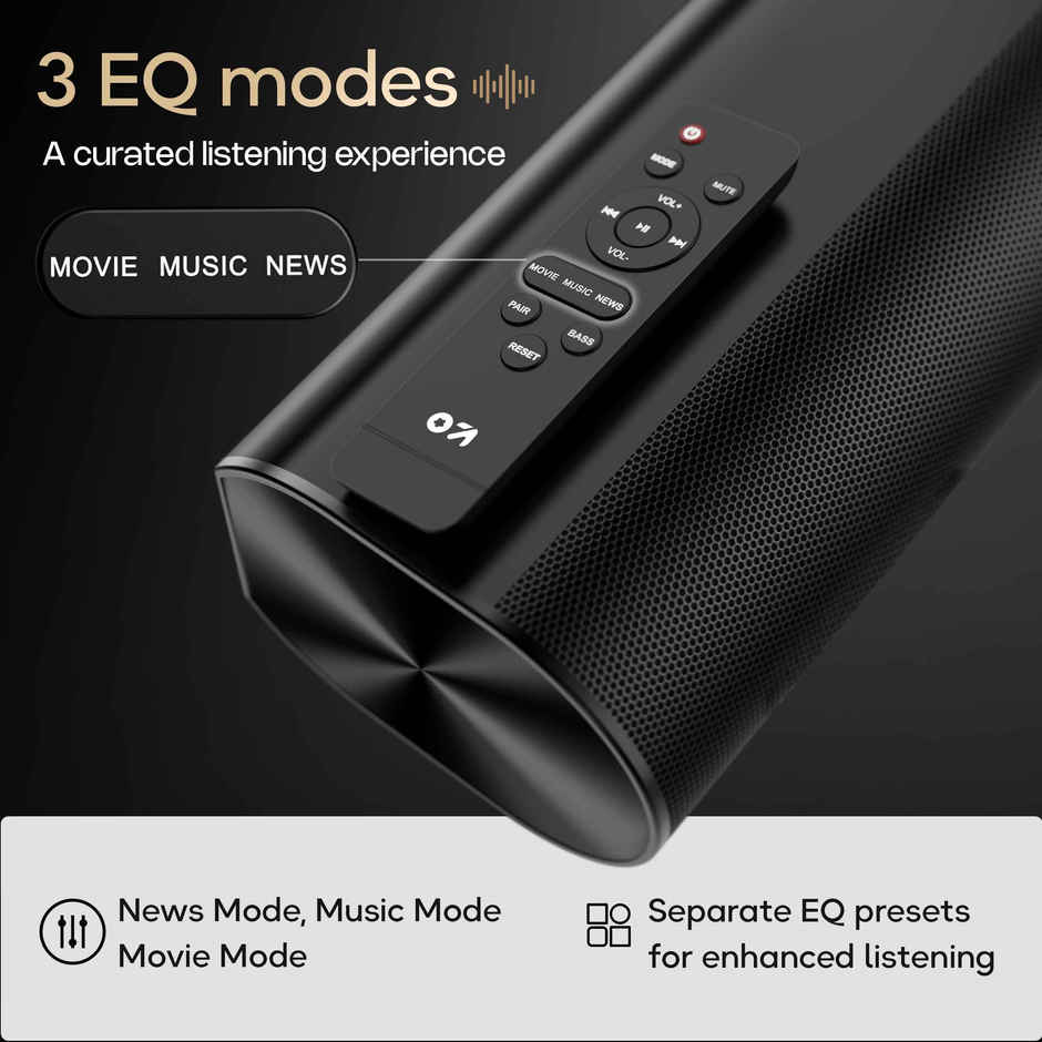 GOBOULT Bassbox X180 | Dsp 2.1 Channel | 3 Eq Modes | 180W Soundbar | Black