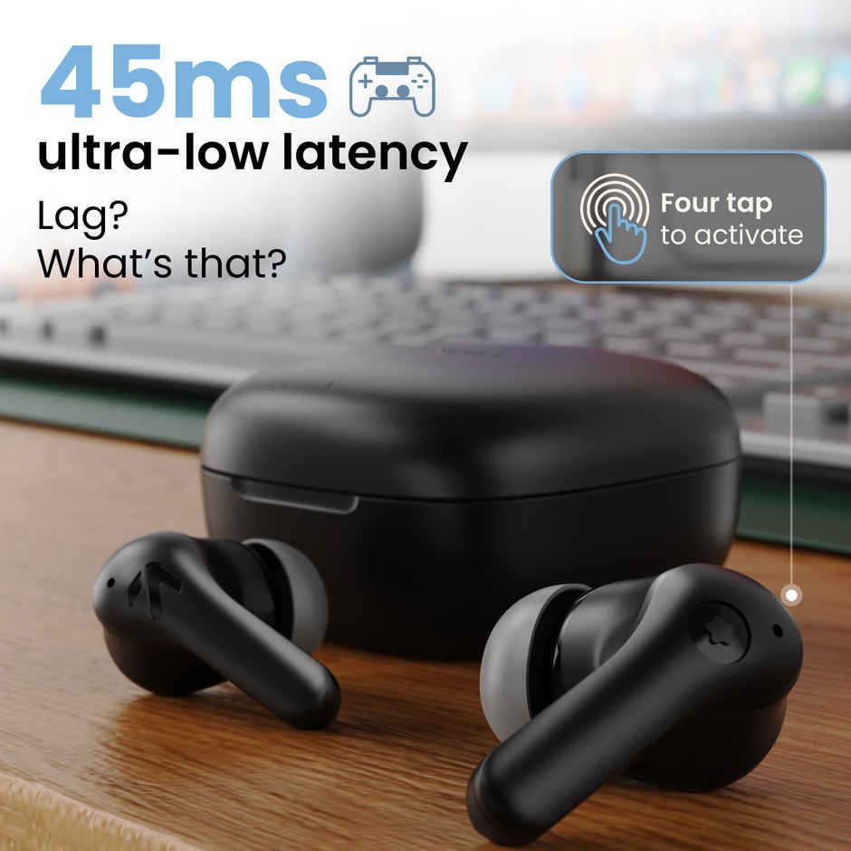 GOBOULT K10 in Ear TWS Earbuds with 50H Playtime, 4 Mic Clear Calling, 45ms Low Latency, 10mm Drivers, Touch Control, Type-C Fast Charging,TWS Ear Buds Wireless - Pure Black