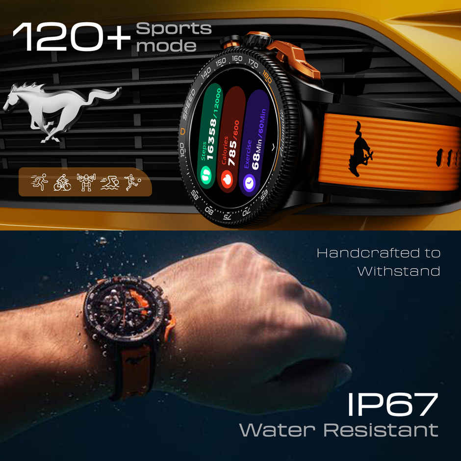 GOBOULT Mustang Stallion Turbo Orange Functional Rotation Ring Action Bezel