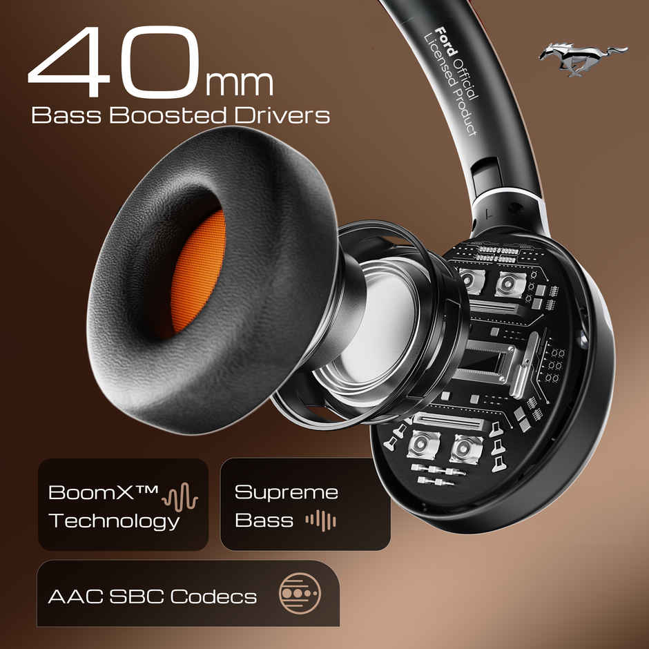 GOBOULT Mustang Thunder Bluetooth Headphones | 70H Playtime | 40mm Driver ENC Mic Over Ear
