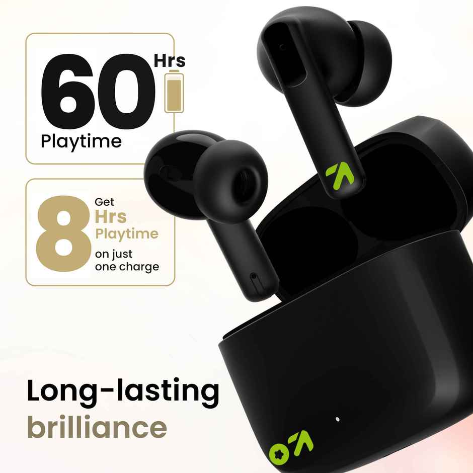GOBOULT Octave Z60 in Ear TWS Earbuds with 60H Playtime, 4 Mics ENC Clear Calling, 50ms Low Latency Gaming, 13mm Bass Driver, Type-C Fast Charging, IPX5 ear buds TWS Bluetooth 5.3 - Raven Black