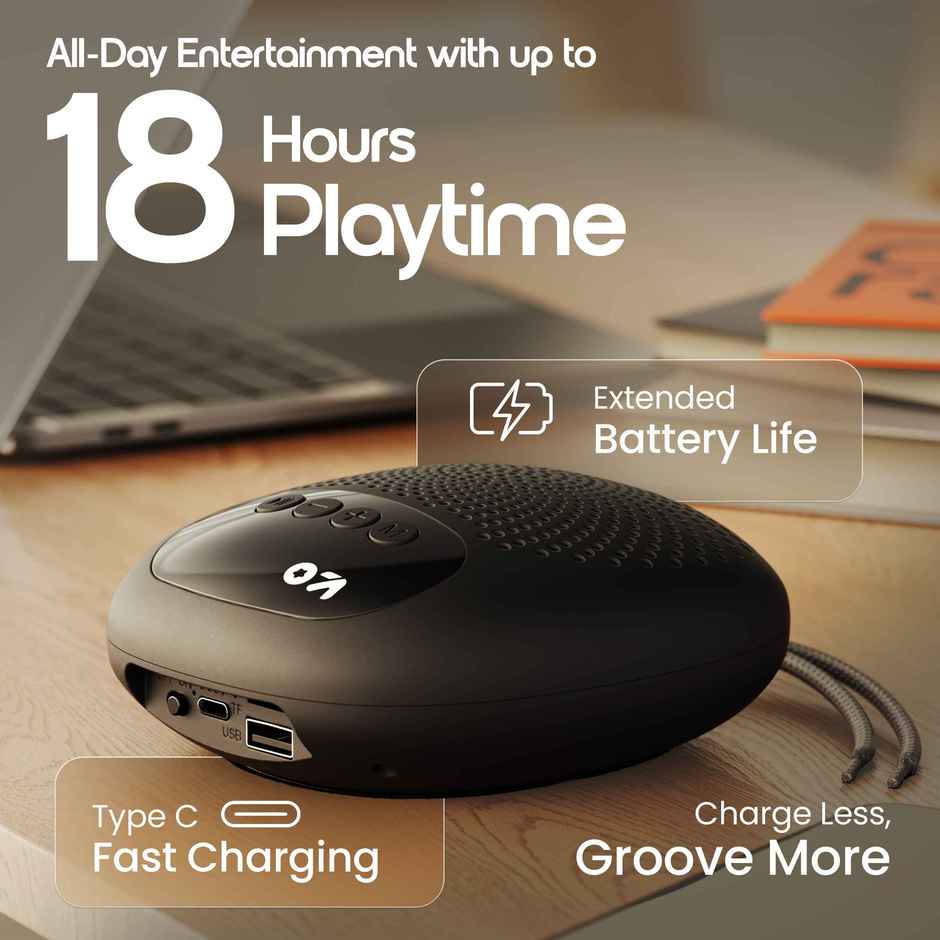 GOBOULT (Formerly Boult) Bassbox Q5 Upto 18H Battery | 5W Bluetooth Home Speaker | Black