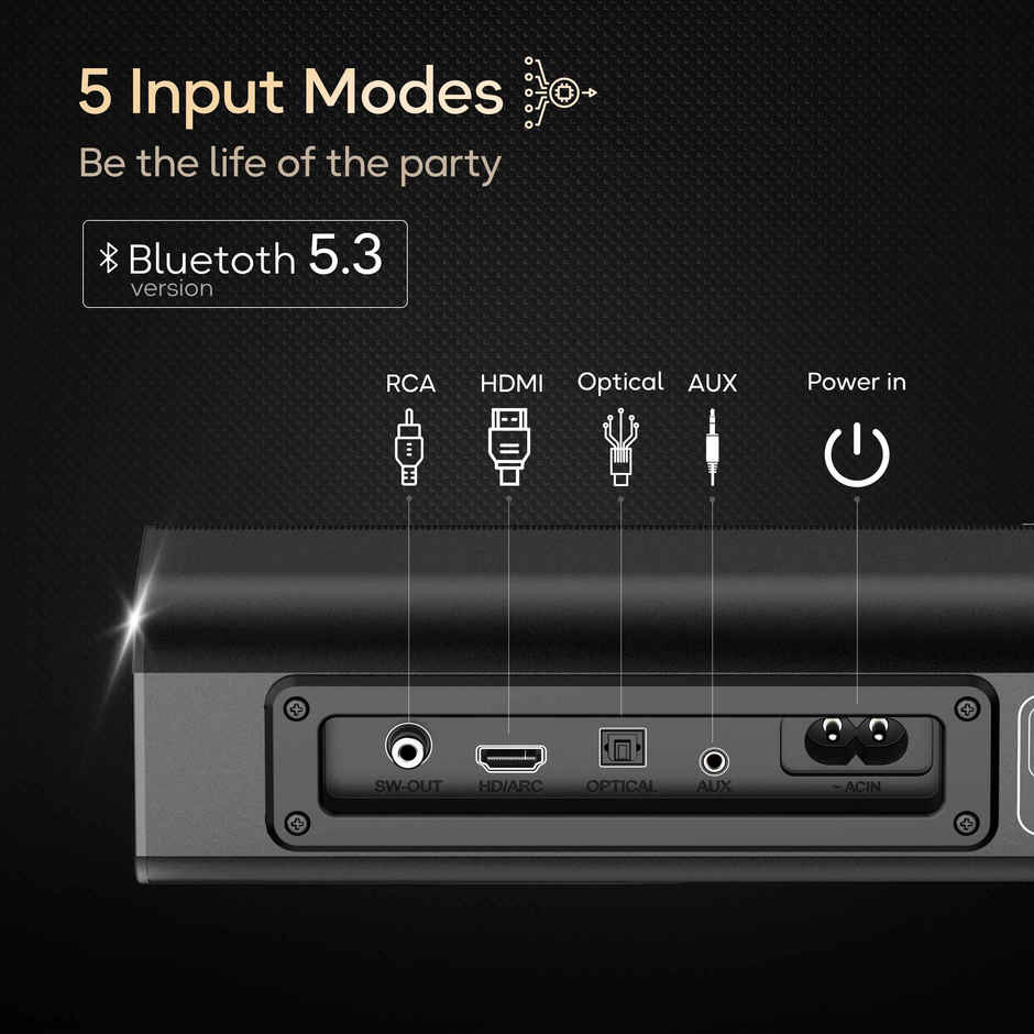 GOBOULT Bassbox X180 | Dsp 2.1 Channel | 3 Eq Modes | 180W Soundbar | Black