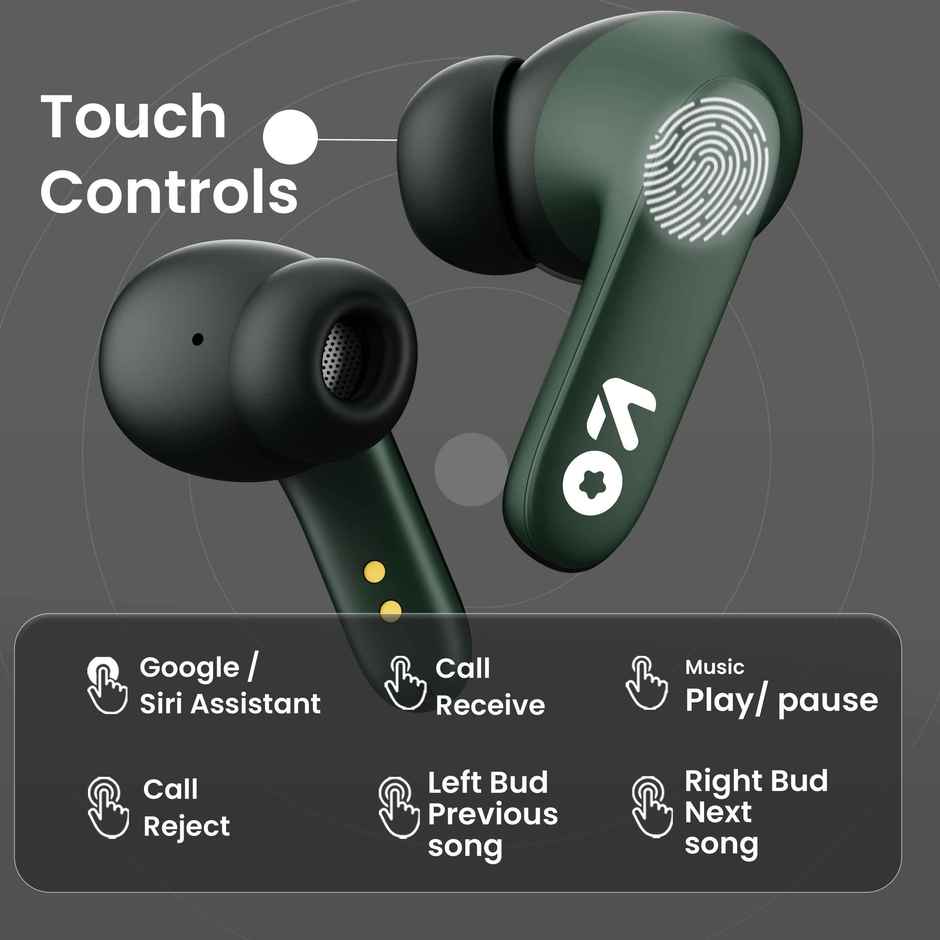 GOBOULT Y1 with Zen Enc Mic 50H Battery|Fast Charging|Pro+Calling|TWS|Green