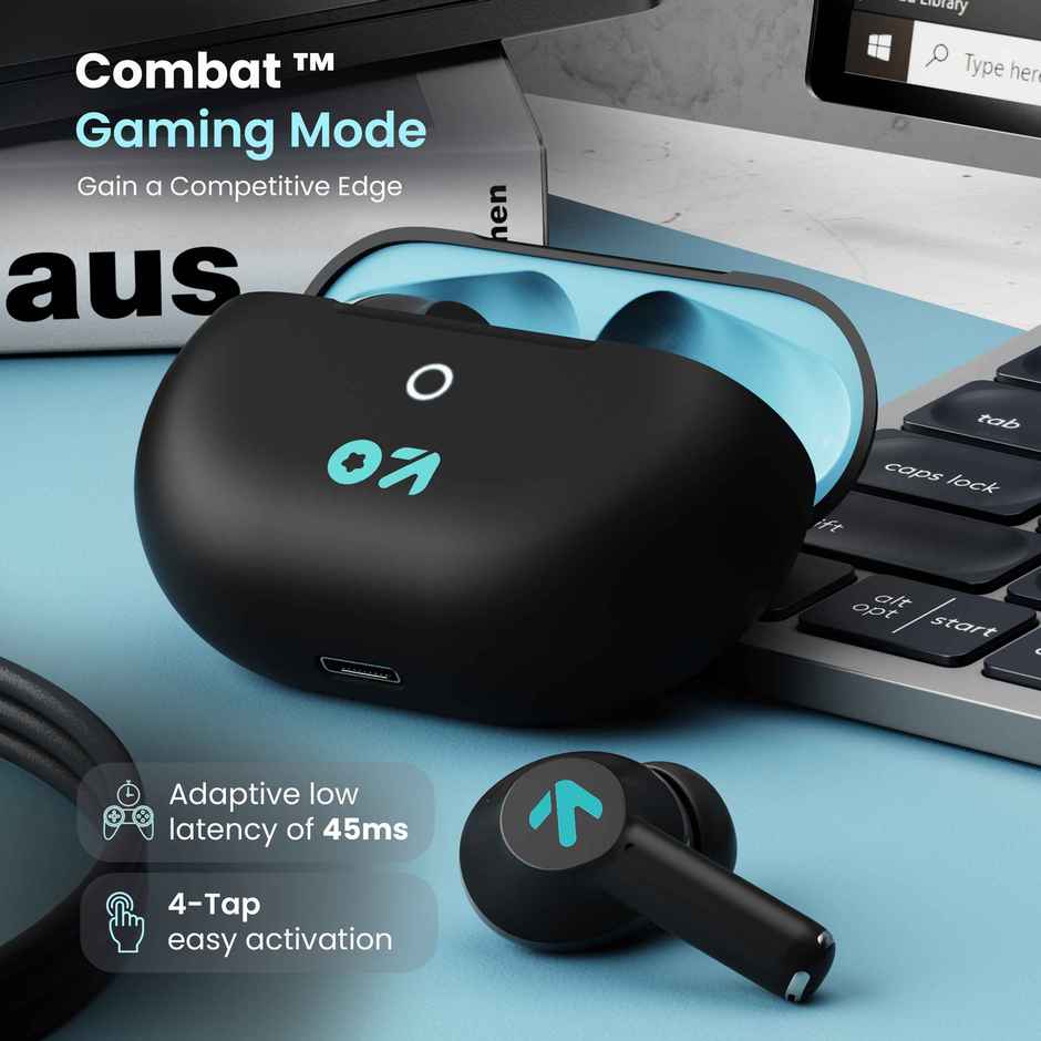 GOBOULT K45 Quad Mic ENC | 48H Battery | Low Latency Gaming | 5.3v Bluetooth | Electric Black