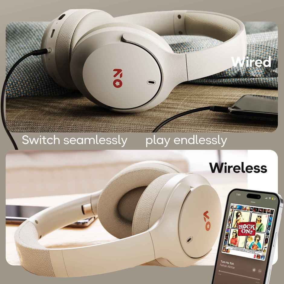 GOBOULT Q | 70Hrs Battery | Enc Mic | 40Mm Boosted Drivers | 4 Eq Modes| Beige