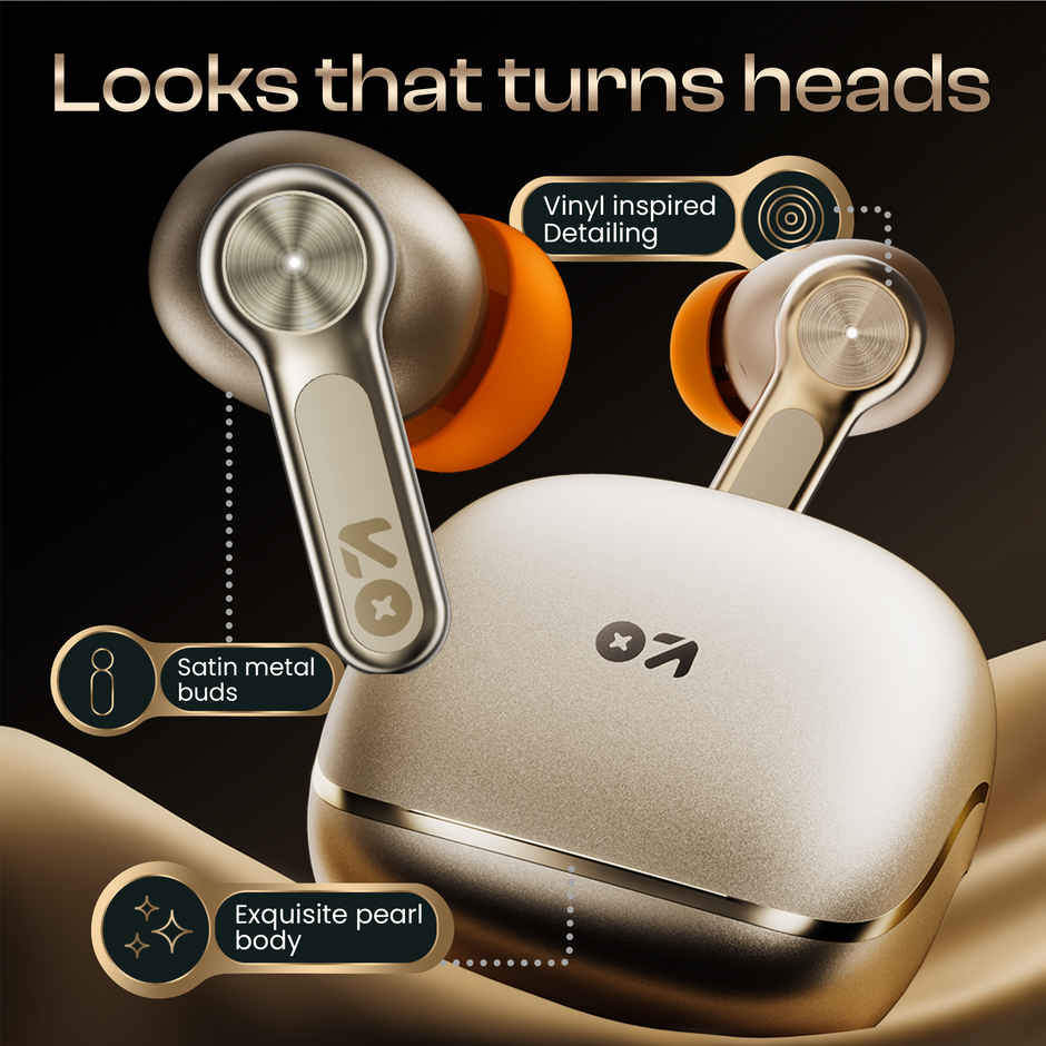 GOBOULT Raven Raven TWS Earbuds with 70H Playtime,Quad Mic ENC,50ms Ultra Low Latency | Champagne