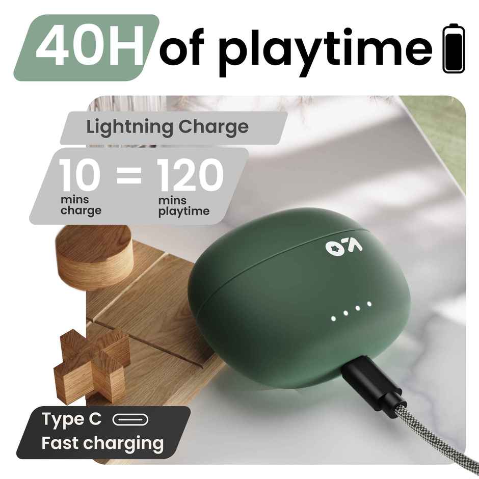 GOBOULT K35 Zen ENC Mic | 35H Battery | Low Latency Gaming | 5.3v Bluetooth Headset | Pine Green