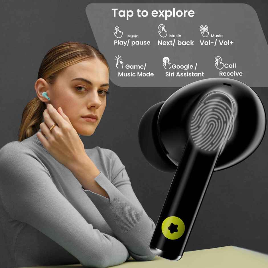 GOBOULT W20 in Ear TWS Earbuds with 40H Playtime, Zen ENC Mic, 45ms Low Latency, 13mm Bass Drivers, Type-C Fast Charging, Touch Controls, IPX5 Ear Buds - Space Black