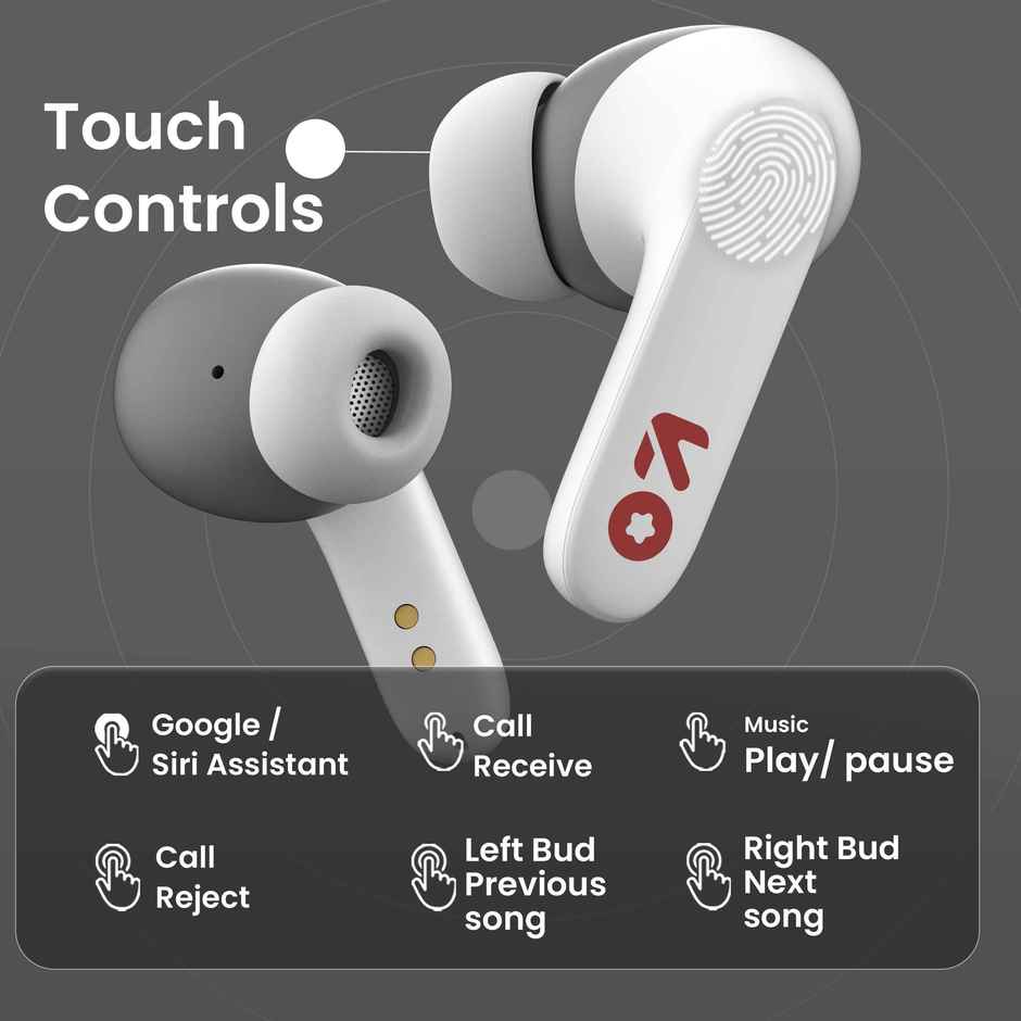 GOBOULT Y1 with Zen ENC Mic, 50H Battery, Fast Charging, Pro+ Calling |White, TWS