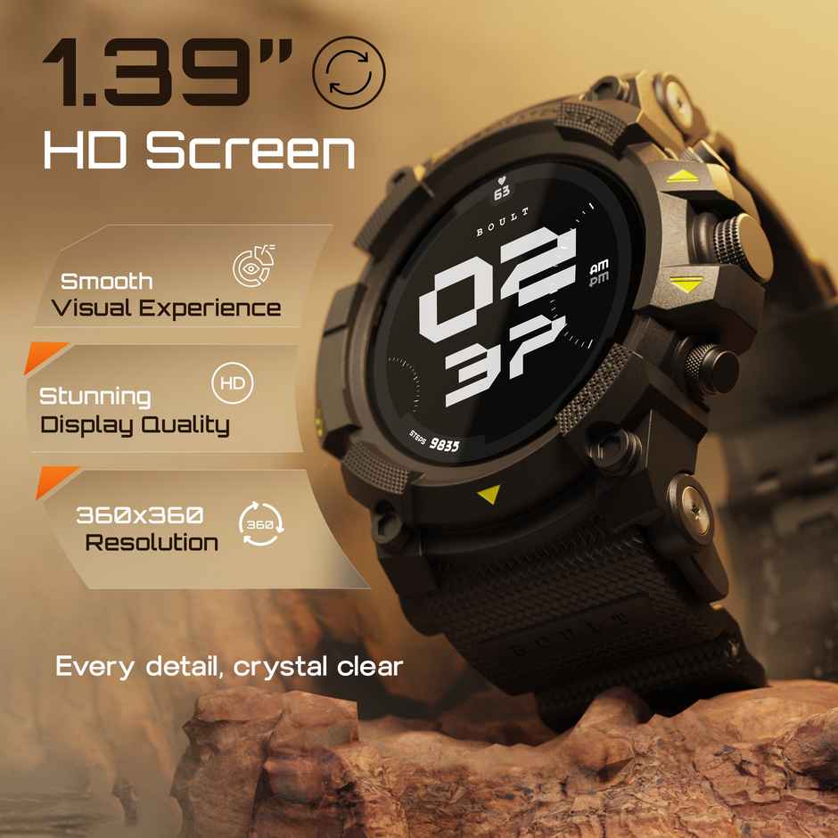 GOBOULT Thrux 1.39 Inch HD | GPS Tracker | BT Calling |Smartwatch | Black