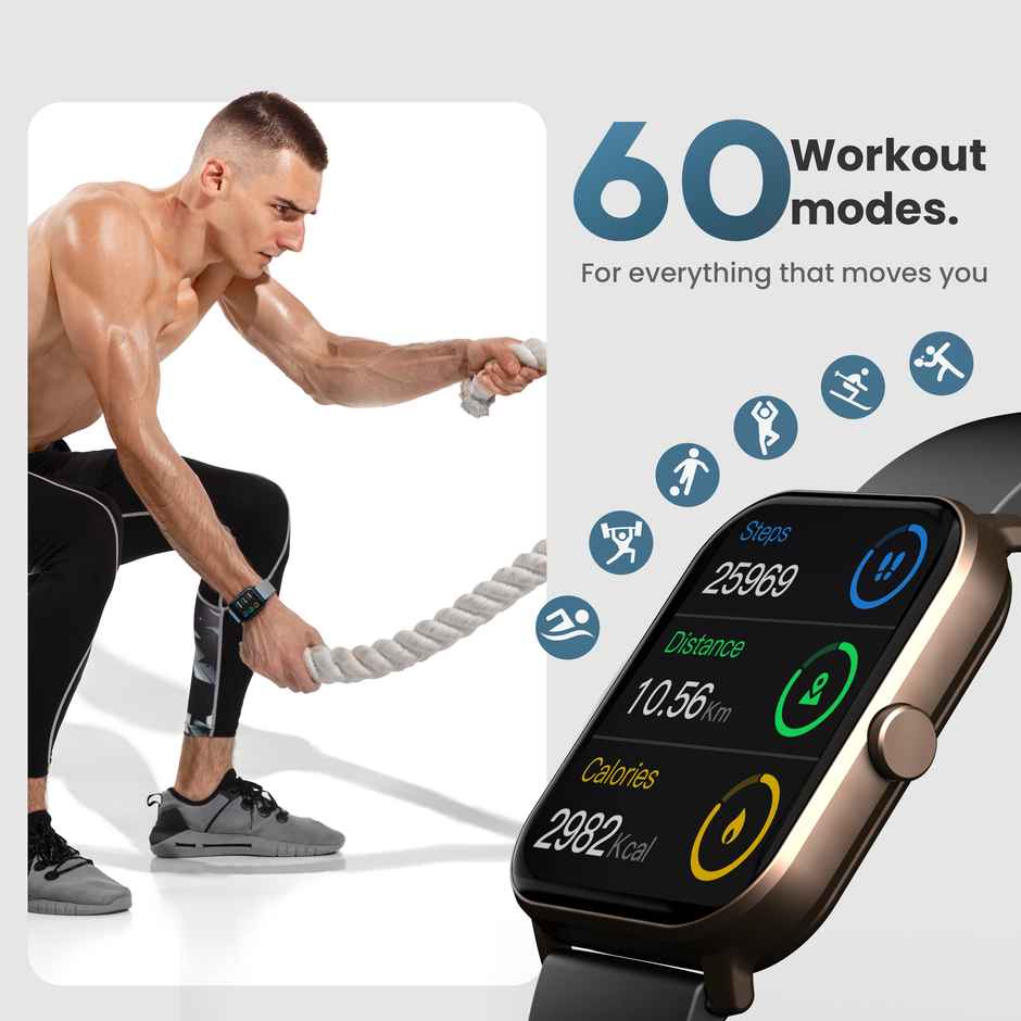 GOBOULT Drift Bt Calling 1.69" Hd , Health Monitoring Smartwatch |Sand Black