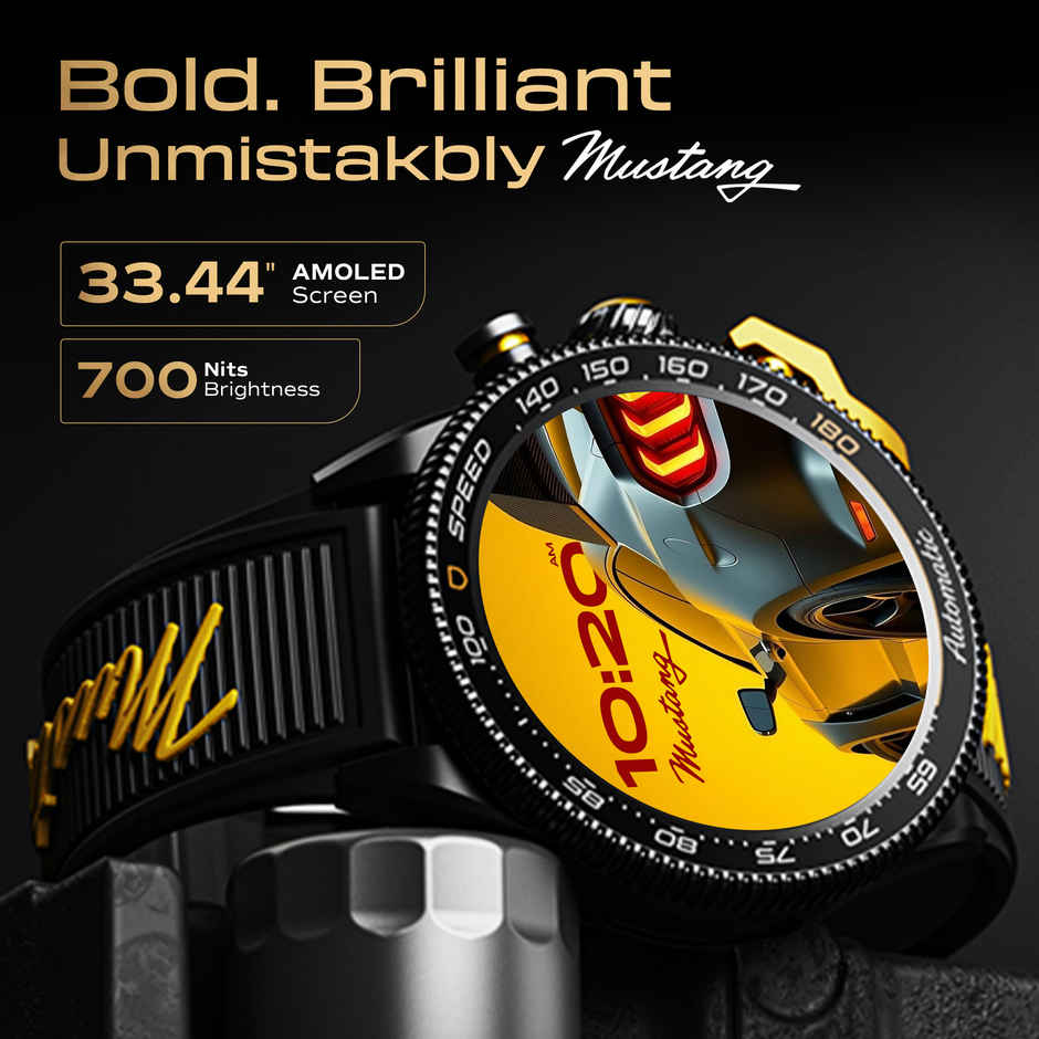 GOBOULT Mustang Stallion , Nitro Black 1.43 AMOLED Display,  Functional Rotation Ring Action Bezel