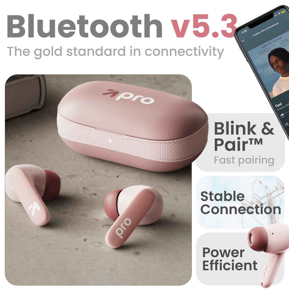 GOBOULT Y1 Pro Zen Quad Mic ENC,60Hrs Battery,Fast Charging,5.3v Bt |Candy cane