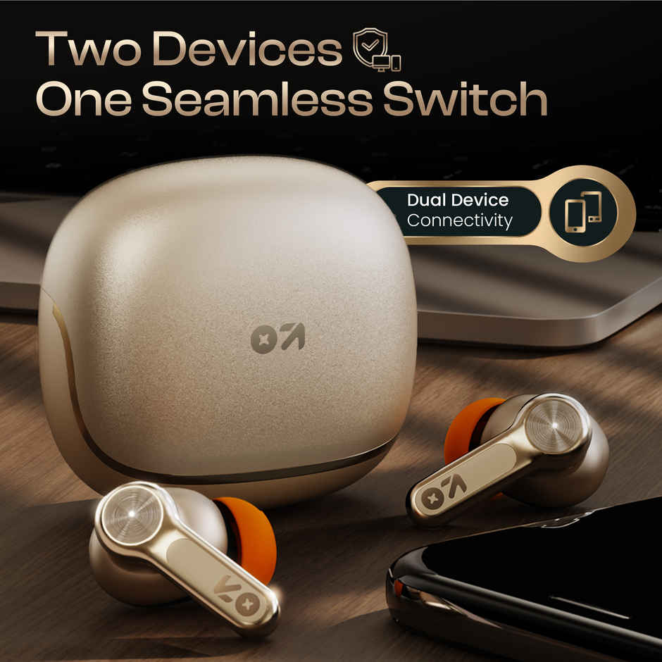 GOBOULT Raven Raven TWS Earbuds with 70H Playtime,Quad Mic ENC,50ms Ultra Low Latency | Champagne