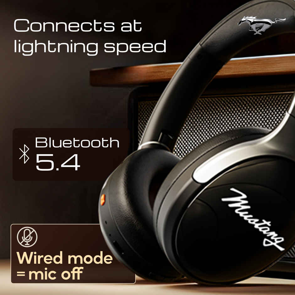 GOBOULT Mustang Thunder Bluetooth Headphones | 70H Playtime | 40mm Driver ENC Mic Over Ear