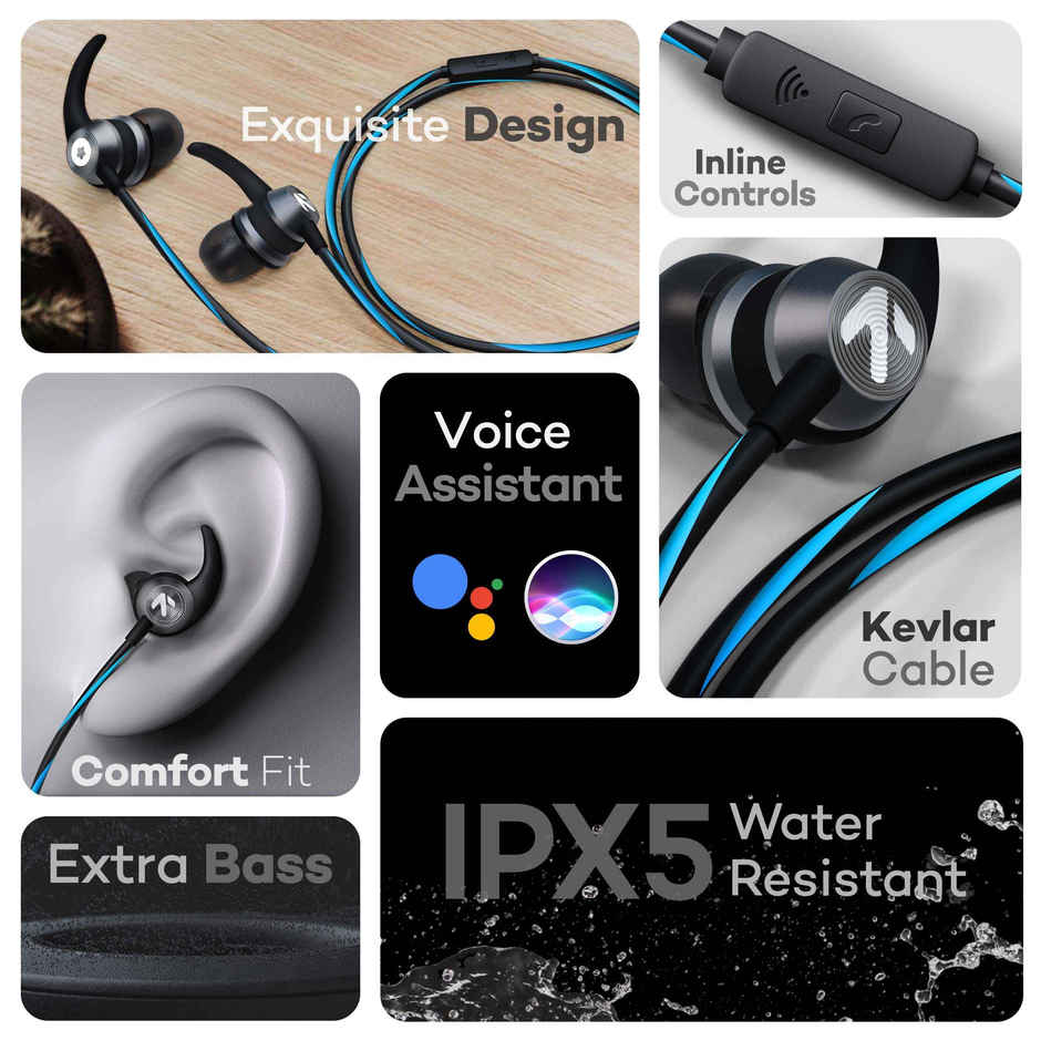 GOBOULT X1 Pro Wired Earphones with Type-C, 10mm Drivers, IPX5 Water Rst |Blue