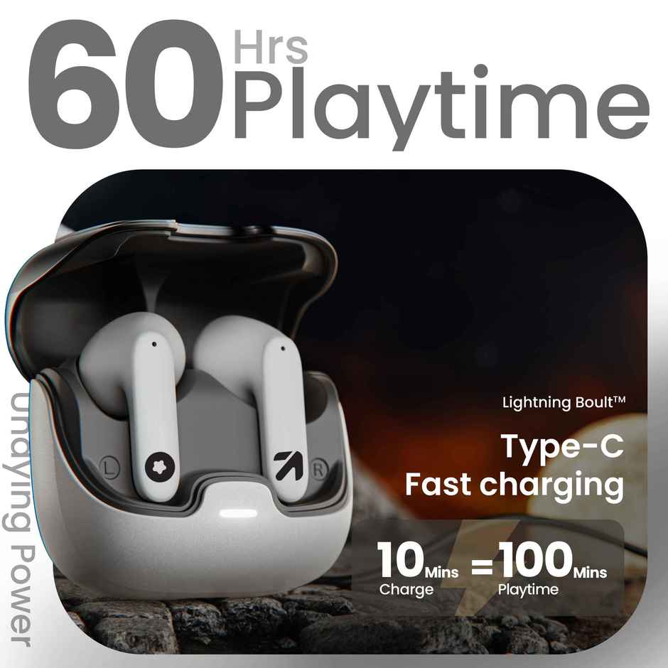 GOBOULT X70 Zen ENC Mic | 60H Battery  |  5.3 Bluetooth Headset | White | In Ear