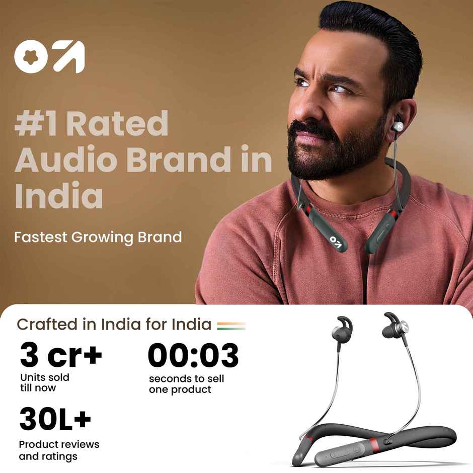 GOBOULT Fcharge Iin Ear Bluetooth Neckband with 40Hrs Playtime, ENC, Fast Charging, Fast Pairing Bluetooth - Black